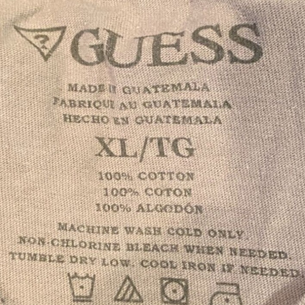 Guess Jeans Graphic Tee XL Men's Grey Black Paisley Paint Drip Los Angeles Shirt - Picture 3 of 3